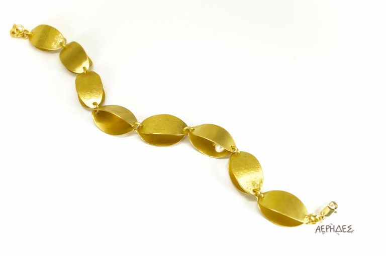 handmade brass bracelet with a pearl