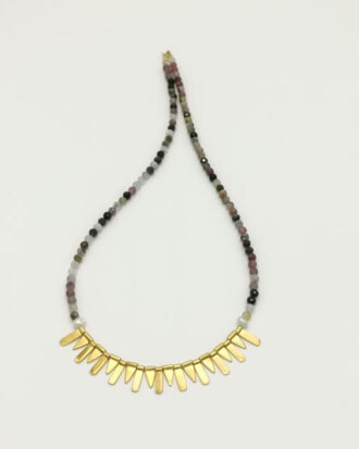 Silver gold-plated necklace with tourmaline