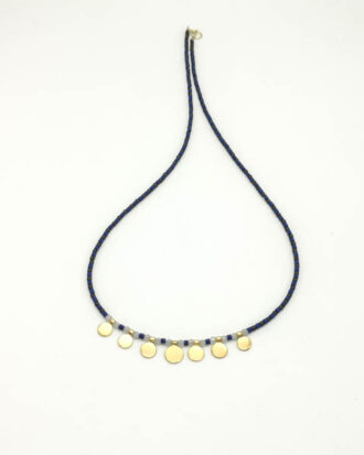Silver gold-plated necklace with howlite,aquamarine and hematite