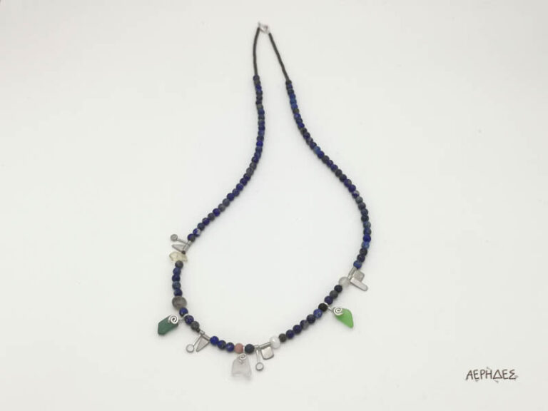 gemstones silver and sea glass handmade in Pylos by aerides jewellery