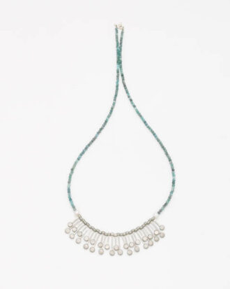 picture of a necklace silver with aquamarine beads made by aerides jewellery