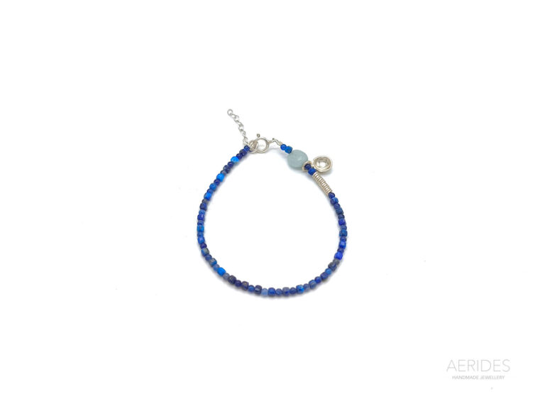 handmade silver bracelet with sodalite,lapis lazuli and aquamarine