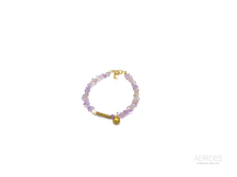 handmade brass bracelet with ametrine.Designed and handcrafted in Pylos by aerides jewellery