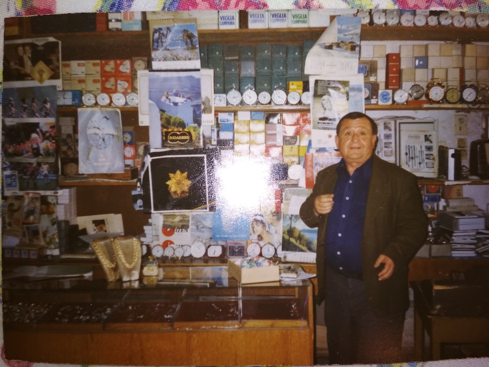 Diamandis jewellery shop in Pylos interior circa 1980s>My father 